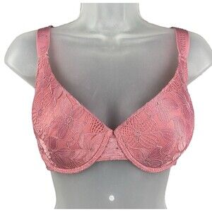 Juicy Couture Full Coverage Underwire Bra Women's 36D Pink Barbiecore Y2K Lacy
